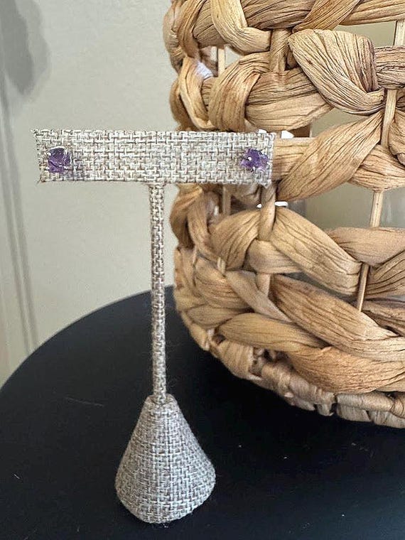 Sterling Silver Rough Amethyst Stud Earrings - image 3