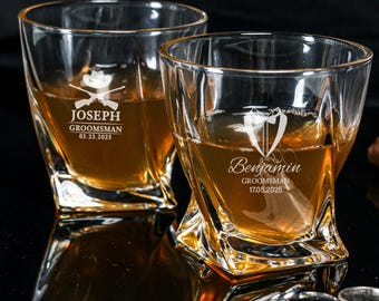 Regalos de vasos de whisky personalizados para padrinos de boda, vasos de whisky grabados a medida, regalos de vasos de whisky para padrinos de boda, regalos para padrinos de boda