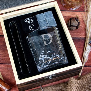 Personalized Whiskey Glass Set with Wooden Box,Personalized Groomsmen Gifts