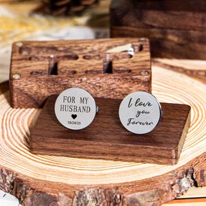 Personalized Cufflinks,Custom Cufflinks for Groom,Wedding Day Gifts,Groomsman Gift,Anniversary Gift for Men Husband,Modern Wedding Cufflinks