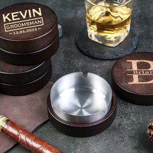 Posacenere in legno personalizzato, posacenere inciso per sposo, regali di sigari per uomo, regali per feste di matrimonio, idee regalo per sposo, accessori per sposo