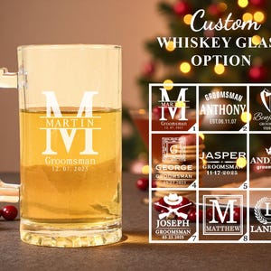 Personalized Beer Mug: Engraved Glass Groomsmen Gift