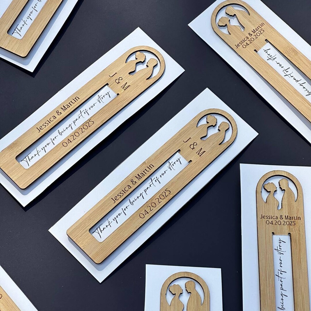15 Pcs Custom Bamboo Bookmarks – Personalized Wedding Favors, Party ...