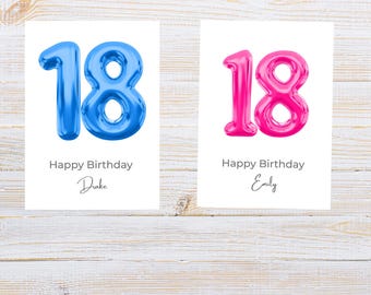 Personalisierte 18. Geburtstagskarte für Jungen und Mädchen Benutzerdefinierte Name Grußkarten