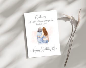Mum 60th Birthday Card, Milestone Celebration Gift, Heartfelt Greeting (4" x 6")