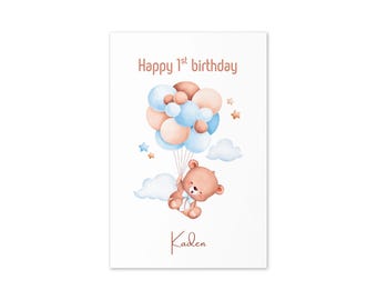 First Birthday Greeting card personalized 1st birthday card for baby boy perfect for nephew son grandson