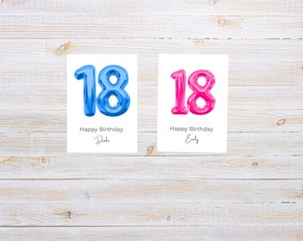 Personalized 18th Birthday card for Boys and girls Custom Name Greeting cards