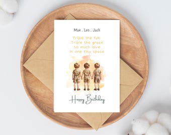 Personalized Triplets Birthday Card Greeting Cards For Triplet