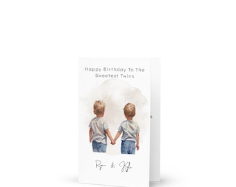 Personalized Birthday  card twin boys custom name Greeting cards for twin brothers with inside message option