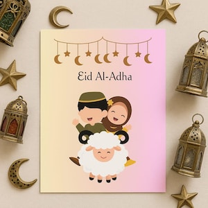 Pacote de Cartões de Eid-ul-Adha para Imprimir – Conjunto de 3 Cartões Digitais para Download | Cartões de Eid Mubarak | Presente de Natal Muçulmano | Download Instantâneo
