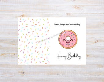 Cute printable Donut Birthday Card: Funny Greeting Cards 5x7 (Digital Download)