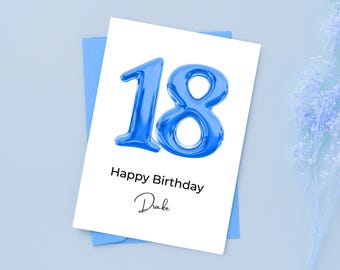 Personalized 18th Birthday Card for Him (Digital Download)