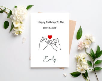 Personalized Sister Birthday Card, Custom Name Greeting Card