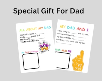 Activity book  Father's Day Fill-In Booklet  All About My Dad Keepsake (PDF Download)