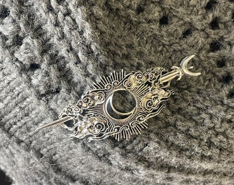 Oval Shawl Pin: Crescent Moon