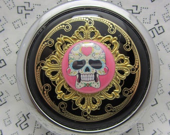 Compact Mirror Sugar Skull Comes With Pouch