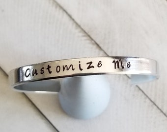 Personalized Hand Stamped Bracelet | Cuff Bracelet | Custom | BFF | Custom Jewelry | Aluminum Cuff | Copper Cuff | Gift for BFF | Mom