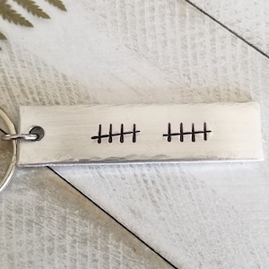 10th Anniversary • Tally Marks Key Chain • Wedding Anniversary • Anniversary • Sobriety • Hash Marks Key Chain • Tin Anniversary Boyfriend