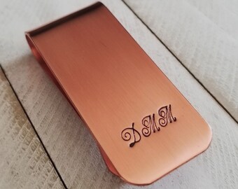 Copper or Aluminum Initials Money Clip Customized • Personalized Money Clip • Gift for Him • Father's Day Anniversary • Groomsmen • Dad