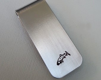 Fish Money Clip Etsy - fish money clip trout money clip hand stamped groomsmen gift fathers day men s birthday boyfriend anniversary men s gift
