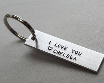 I Love You Keychain • Hand Stamped Keychain •  Custom Keychain • Personalized Key Chain • Gifts for Him • Gifts for Her • I Love You