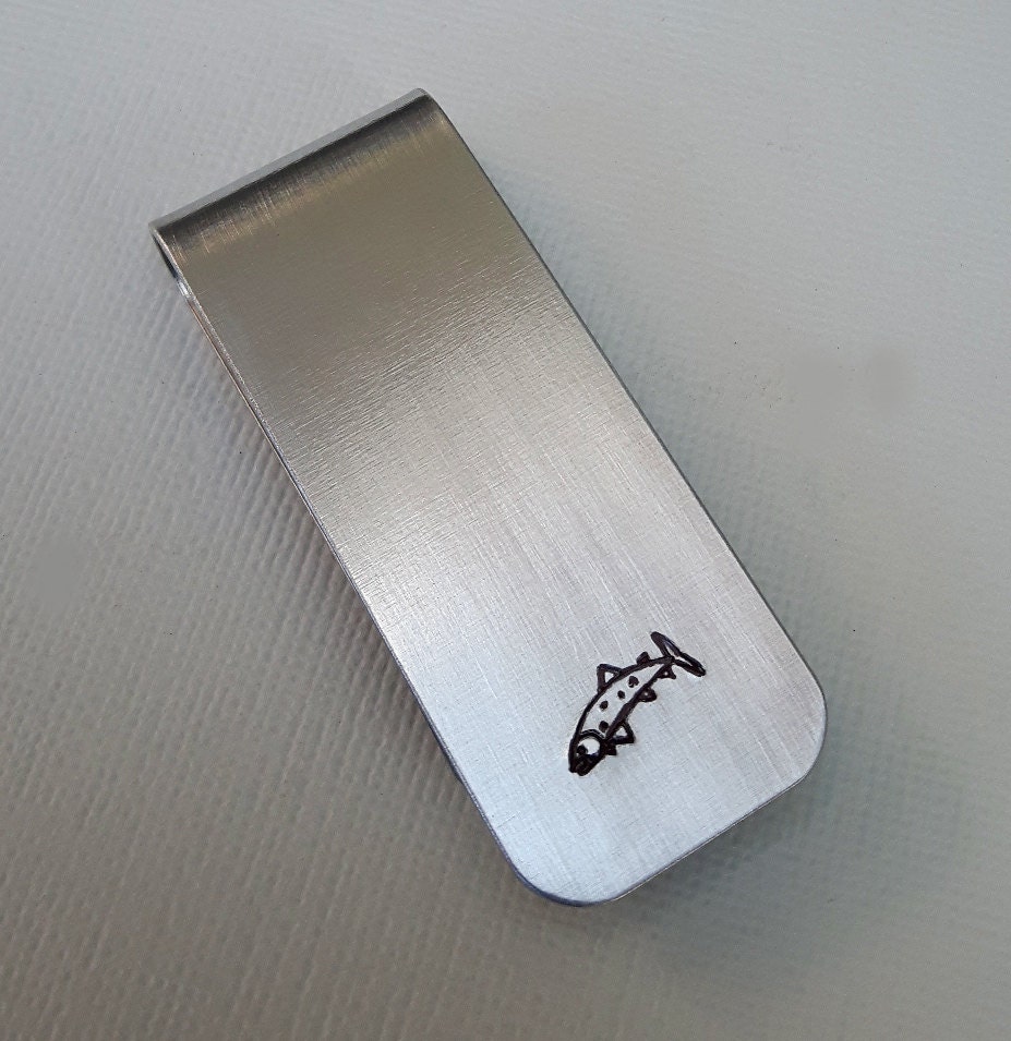 Fish Money Clip Trout Money Clip Hand Stamped Groomsmen Etsy