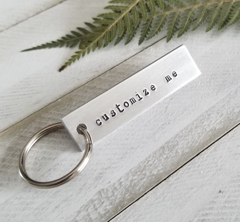 Hand Stamped Personalized Keychain Customize Your Own Key Chain Hand Stamped Birthday Gift Gift for Him Gift for Her Anniversary image 2