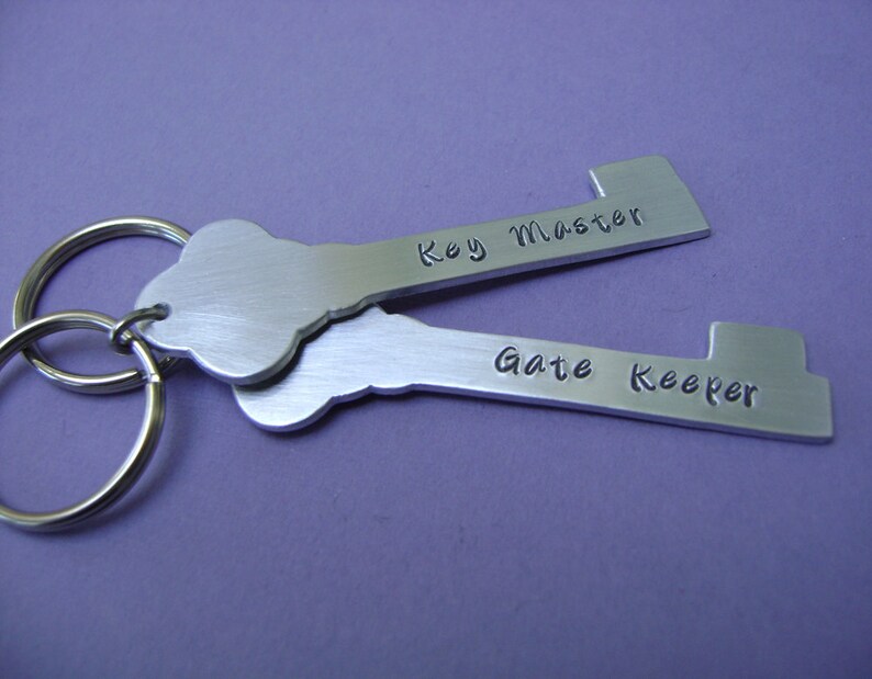 Ghostbusters Inspired Keychains A Pair of Hand Stamped Key Etsy