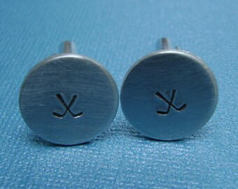 Hockey Sticks Cuff Links - Hand Stamped - Perfect Keepsake Gift for Husbands, Boyfriends, Grooms, Groomsmen or Anniversary