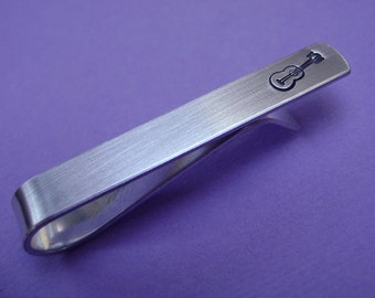 Guitar Tie Clip • Guitar Tie Bar • Hand Stamped • Acoustic • Gift for Him • Groomsmen Gift • Groom Gift • Dad • Anniversary • Fathers Day
