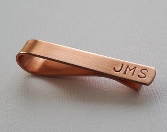 Copper Tie Bar • Copper Tie Clip • Initials Tie Clip • Initials Tie Bar • Hand Stamped • Groom • Groomsmen • Gift for Him • Anniversary