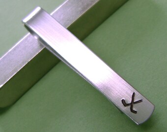 Hockey Sticks Tie Bar • Hockey Tie Clip • Gift for Him • Hand Stamped Hockey Fan • Groomsmen Gift • Anniversary • Dad • Sports • Custom