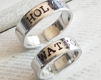 Sherlock Holmes Inspired Rings • Holmes and Watson • Detective • BFF • Boyfriend Gift • Wife Gift • Couples Gift • Dad • Holmes • Watson