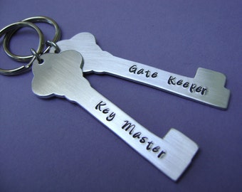 Ghostbusters Inspired Key Chains • Supernatural Comedy • A Pair of Hand Stamped Key Master and Gate Keeper Key Chains • The Protagonists