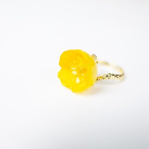 Real Orchid Flower Ring: Botanical Yellow Bloom Jewelry Buttercup ring