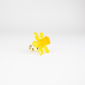 Real Orchid Flower Ring: Botanical Yellow Bloom Jewelry image 4