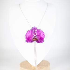 Real orchid necklace, orchid necklace adjustable, preserved orchid necklace,  orchid jewelry, orchid pendant,  dendrobium orchid, red orchid