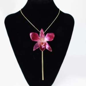 Real orchid necklace, orchid necklace adjustable, preserved orchid necklace,  real flower jewelry, orchid pendant, autum jewelry