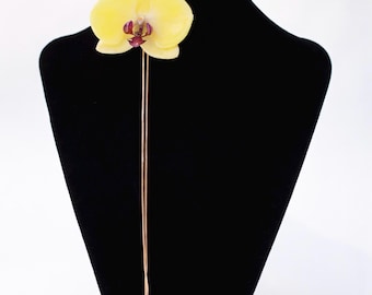 Real Orchid Pendant Necklace, Adjustable Choker, Jewel Orchid Jewelry
