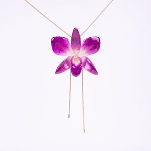 Real orchid necklace, orchid necklace adjustable, preserved orchid necklace,  real orchid jewelry, real orchid pendant, real flower necklace