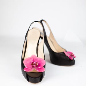 REAL ORCHID HEELS, orchid heels gold, orange orchid heels, wedding heels, flower heels,shoe accessories, shoe clips, shoe charms, shoe charm