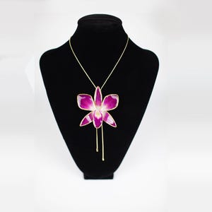 Real orchid necklace, orchid necklace adjustable, preserved orchid necklace,  real orchid jewelry, real orchid pendant, real flower necklace