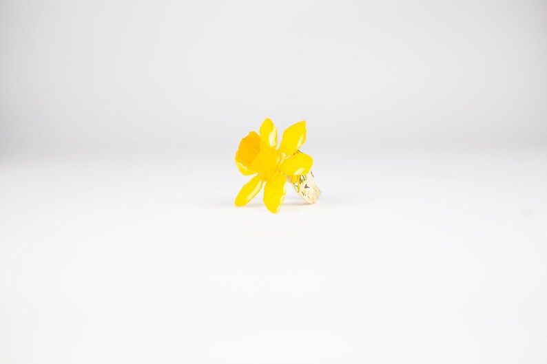 Real Orchid Flower Ring: Botanical Yellow Bloom Jewelry image 6