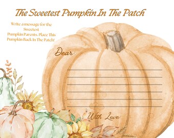 Messaggio stampabile in formato PDF per il BABY SHOWER AUTUNNALE per i genitori Card