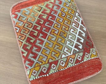 Orange Vintage Kilim Laptop Sleeve, Suitable for 13&#39;&#39; Macbook, Ethnic Boho Laptop Cover  , Unique Patterned Special Gift, Laptop Case