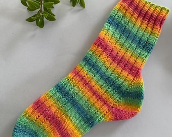 Handgestrickte Wollsocken: Regenbogen Glitzer Kuschelige Socken