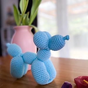 Handmade Crochet Balloon Dog Plush Toy: Light Blue Nursery Decor