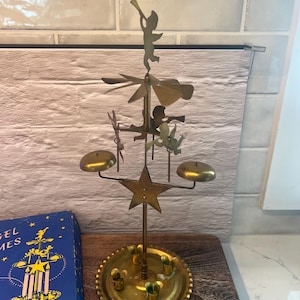 Vintage 1950’s Danish Angel Chimes Brass Christmas Candle Holder, made in Sweden