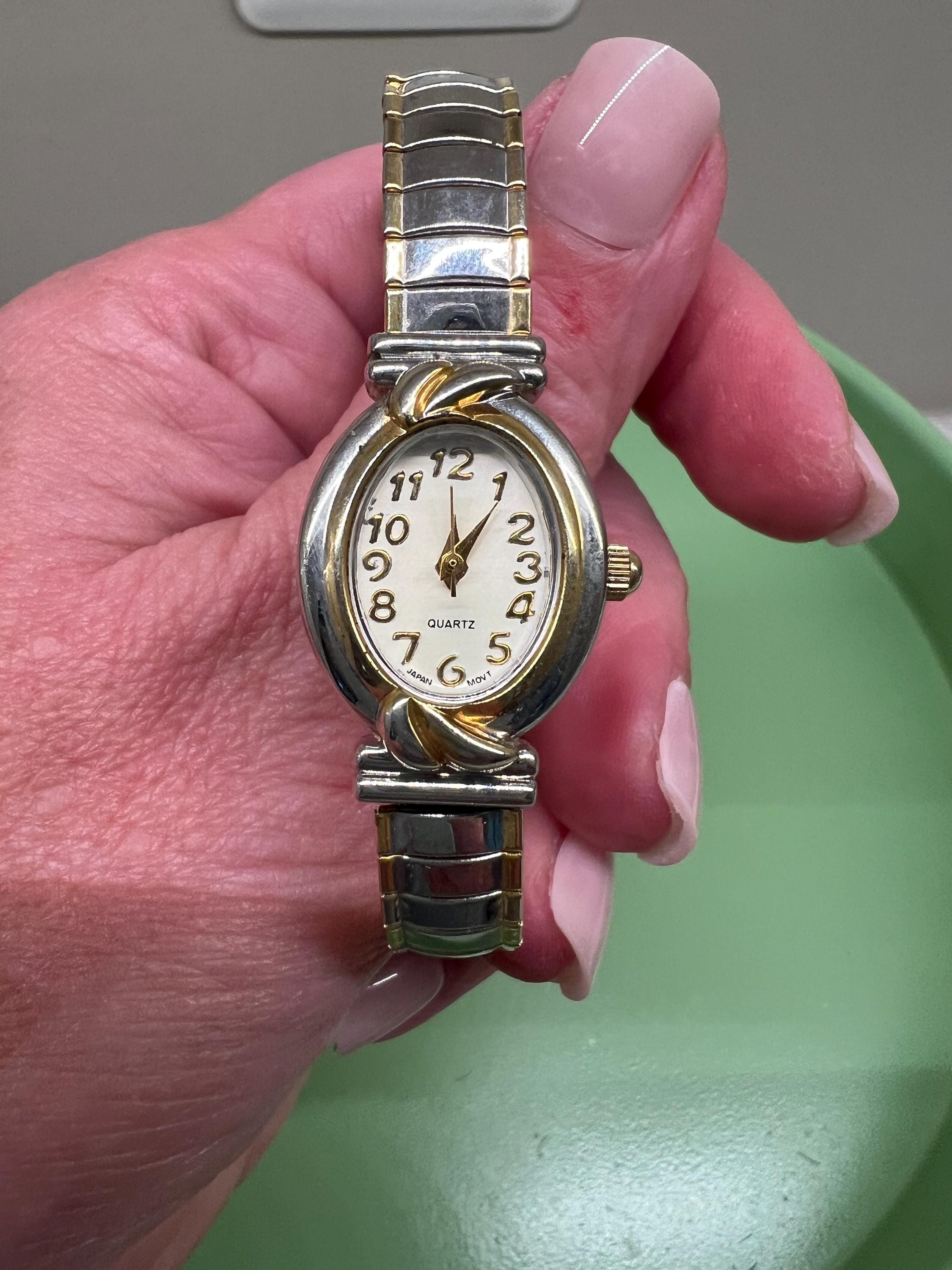 Vintage Ladies Quartz Watch, Gold and Silver Stretch Band - Etsy display picture 1