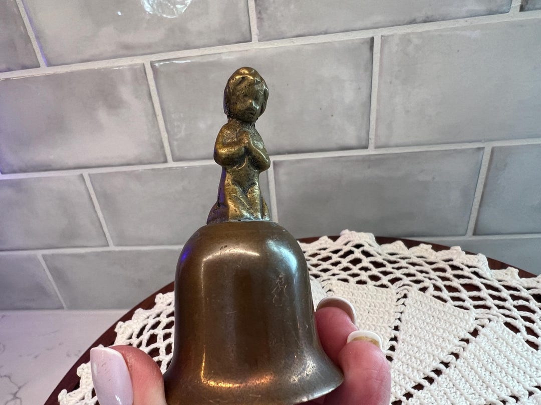 First Communion Bell Vintage Brass Bell With Praying Child Vintage Brass Bell Religious Gift ...